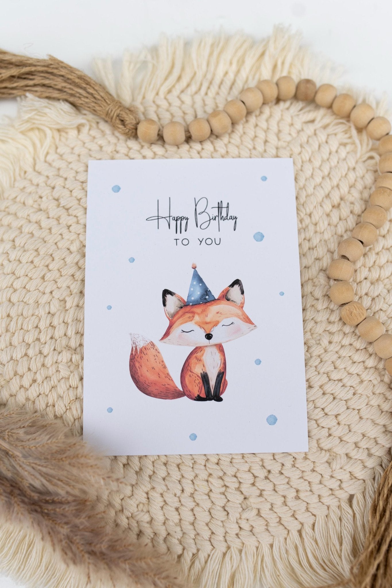 Wee Blue Coo Geburtstagskarte – Süßer Fuchs Mit Partyhut Für Kindergeburtstag