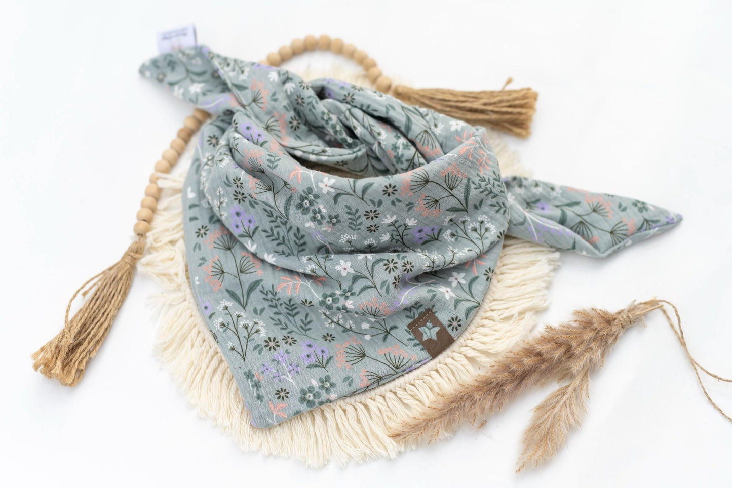 BIO Musselin Dreieckstuch Kinder - mint Flower