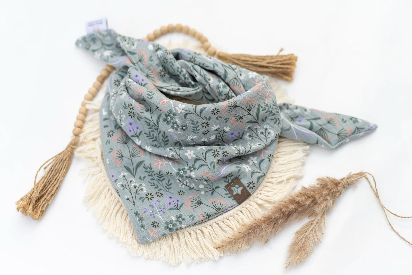 BIO Musselin Dreieckstuch Kinder - mint Flower