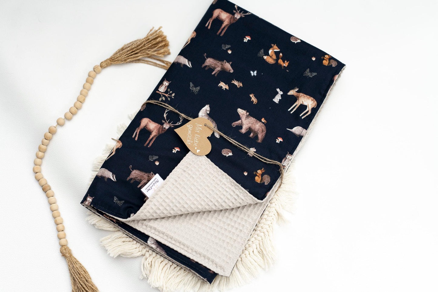 Babydecke Waldtiere - navy