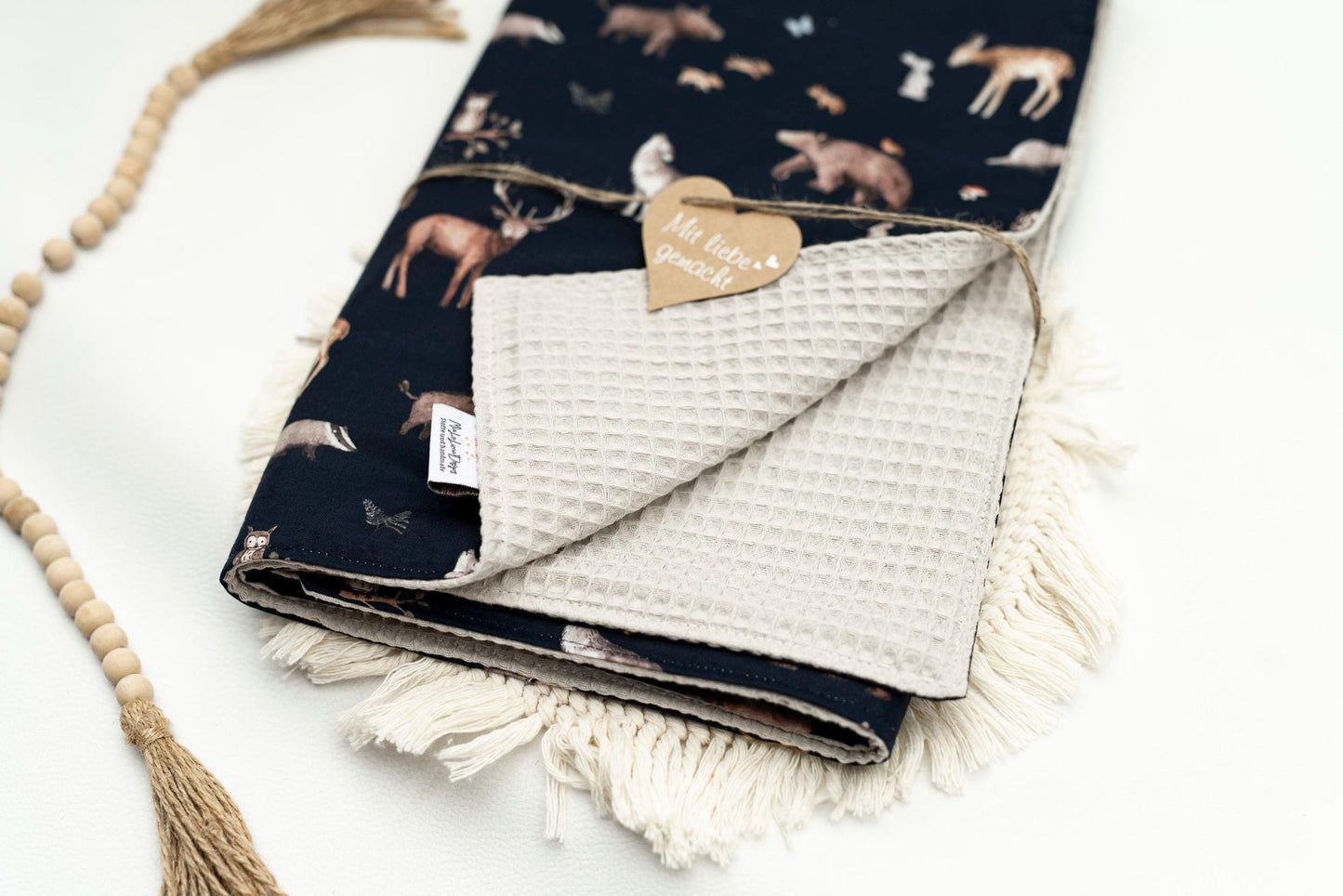 Babydecke Waldtiere - navy