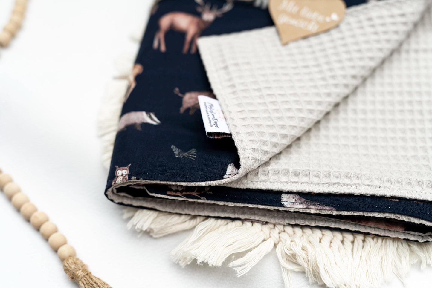 Babydecke Waldtiere - navy