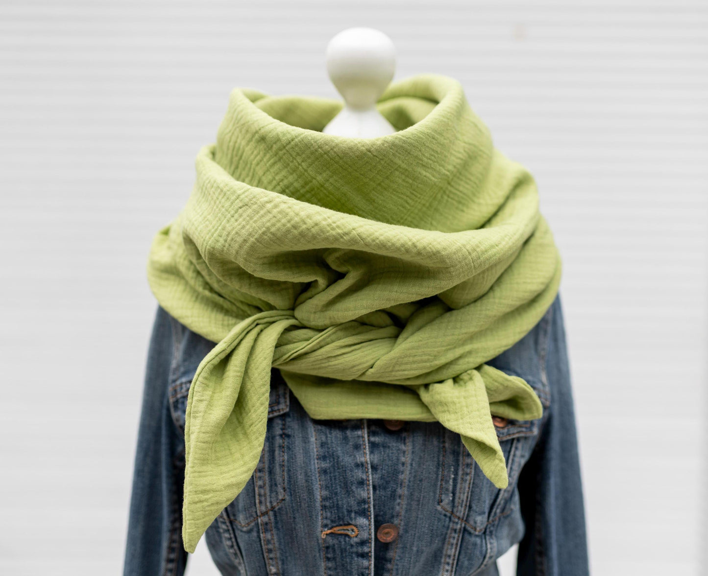 Musselin XXL Tuch Dreieckstuch old lime