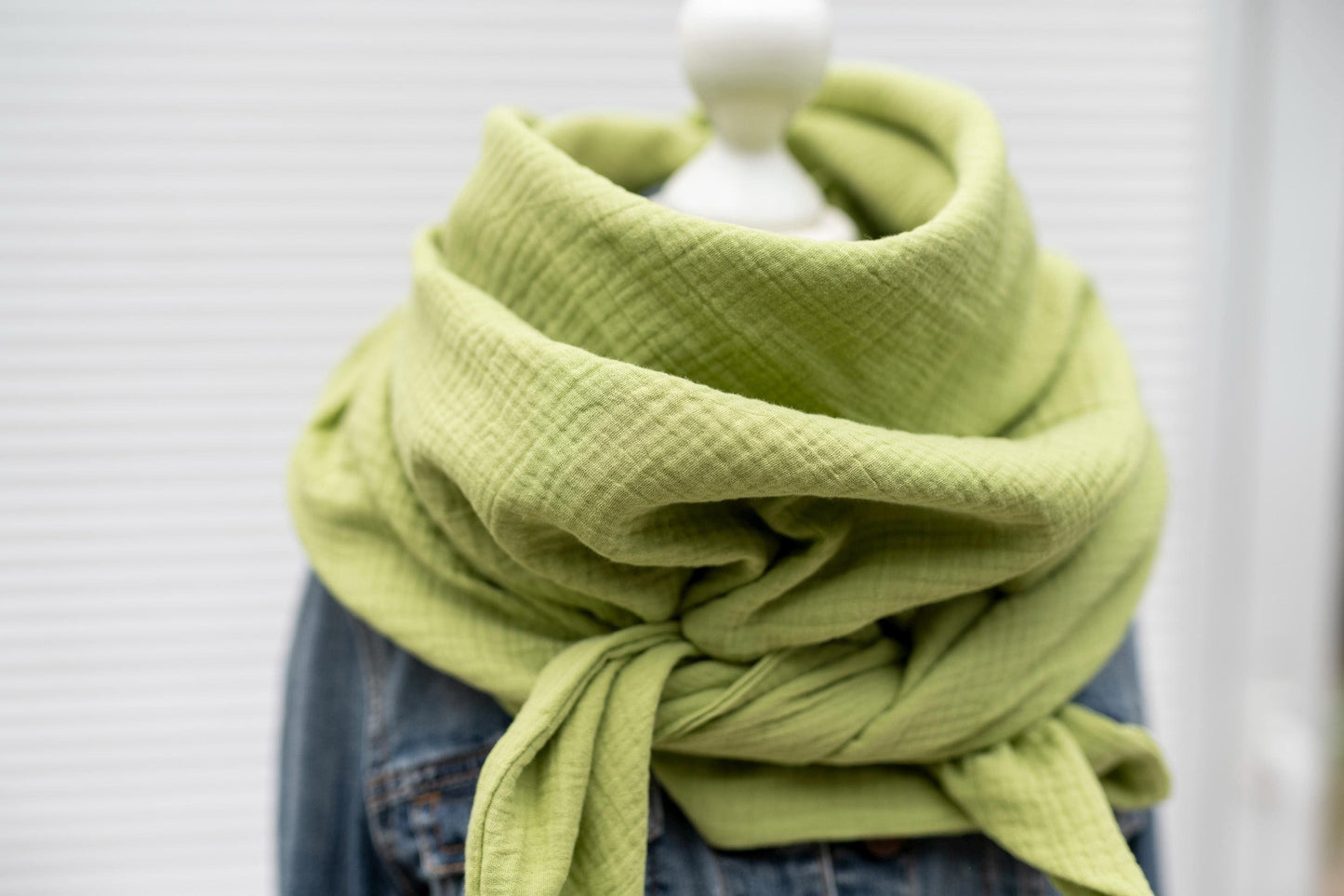 Musselin XXL Tuch Dreieckstuch old lime