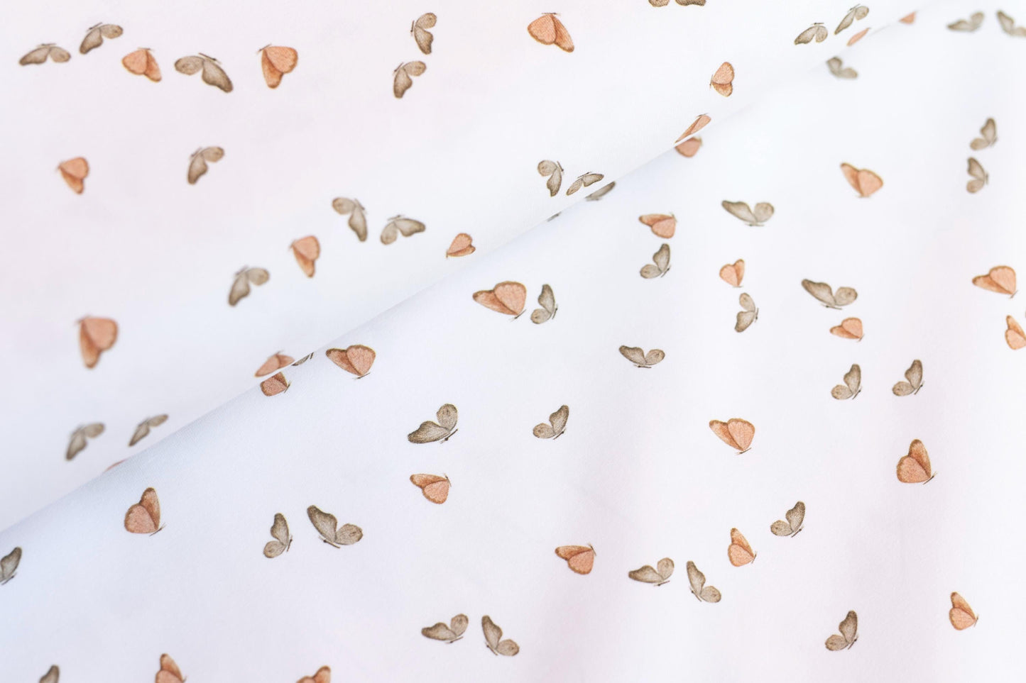 Jersey Stoff - Schmetterling - weiß