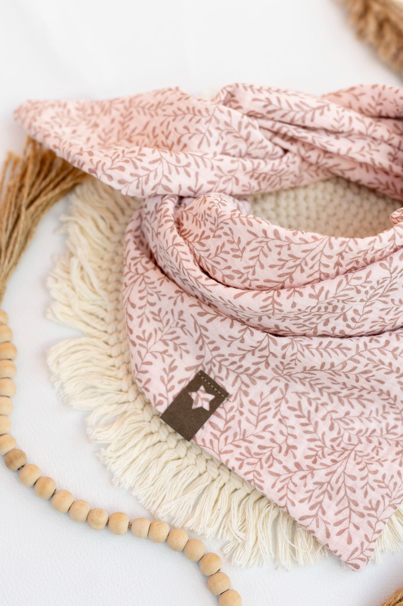 BIO Musselin Dreieckstuch Kinder - rosa Blumen