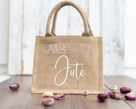 Kleine Jute Tasche "Alles Jute" Tasche Einkaufstasche Geschenk Geburtstag