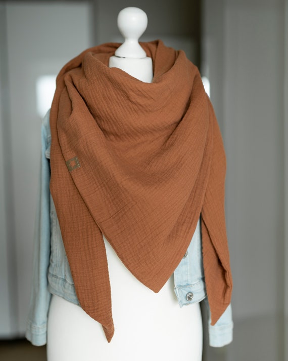 Musselin XXL Tuch cognac Dreieckstuch