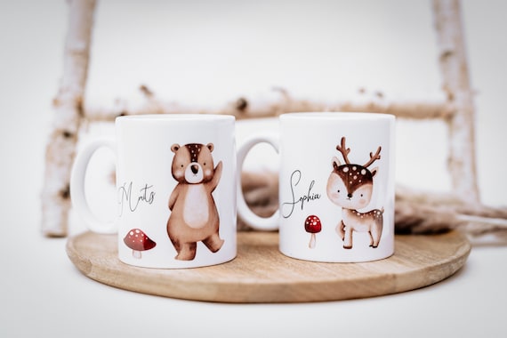 Süße Tasse Waldtiere mit Wunschnamen
