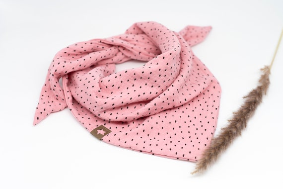 Musselin Dreieckstuch rosa schwarze Punkte