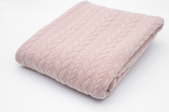 Stoff Jacquard Strickstoff Zopfmuster ice rosa
