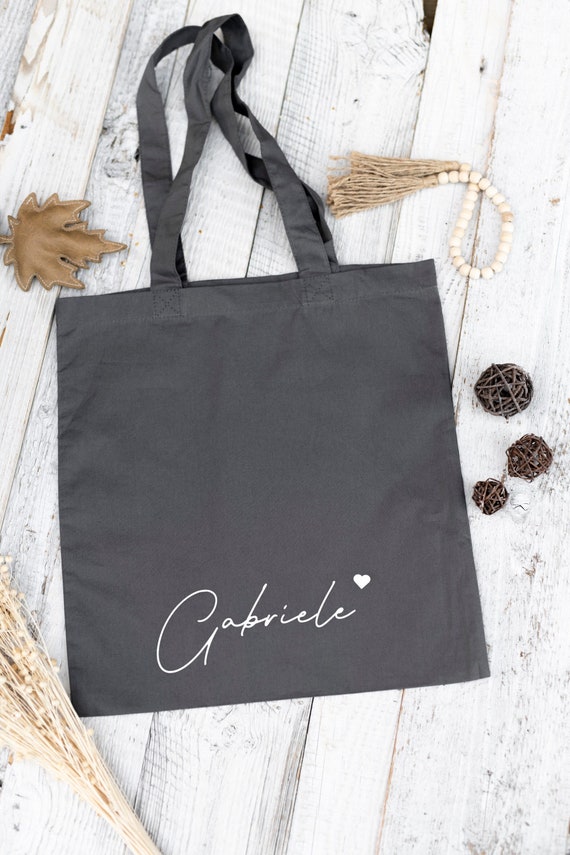Jutebeutel grau Name personalisiert - bedruckt
