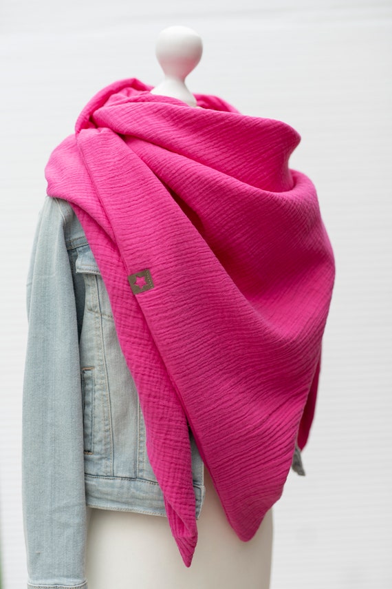 Musselin XXL Tuch Dreieckstuch Fuchsia Pink