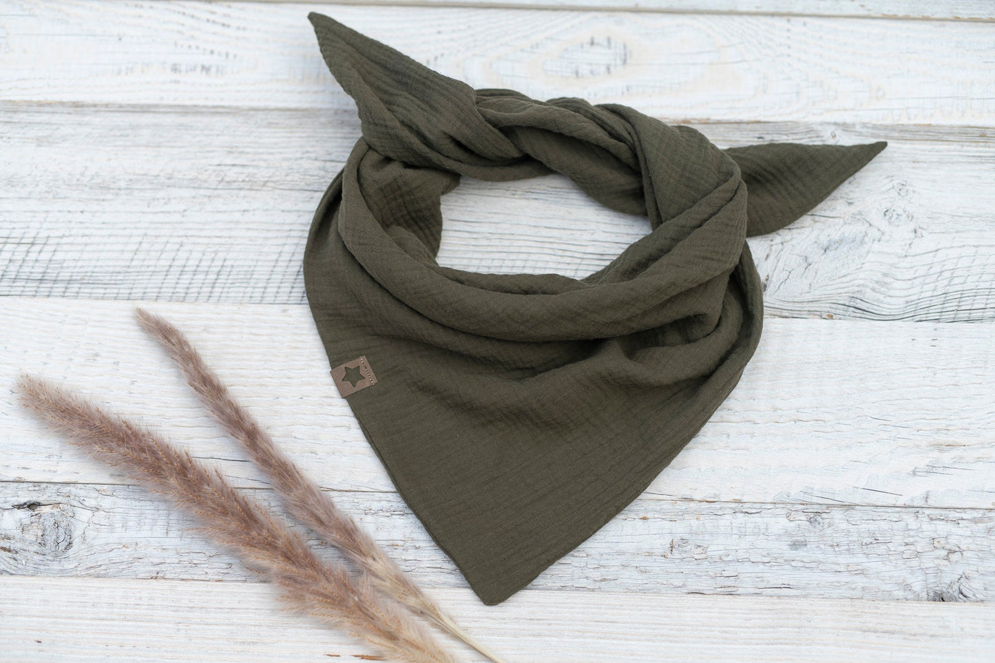 Musselin Dreieckstuch Kinder - khaki