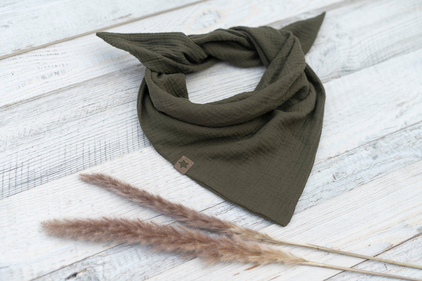 Musselin Dreieckstuch Kinder - khaki