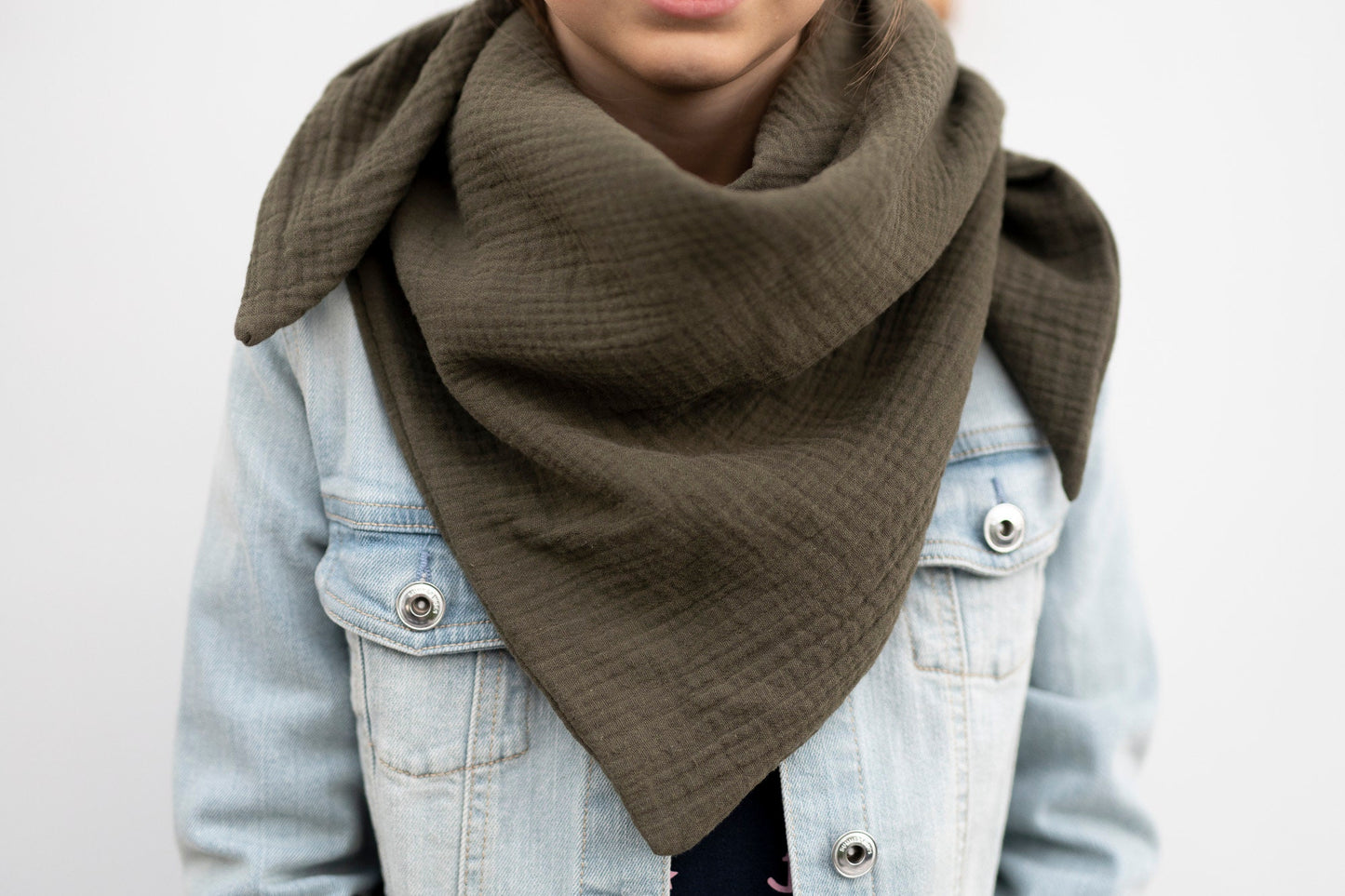 Musselin Dreieckstuch Kinder - khaki