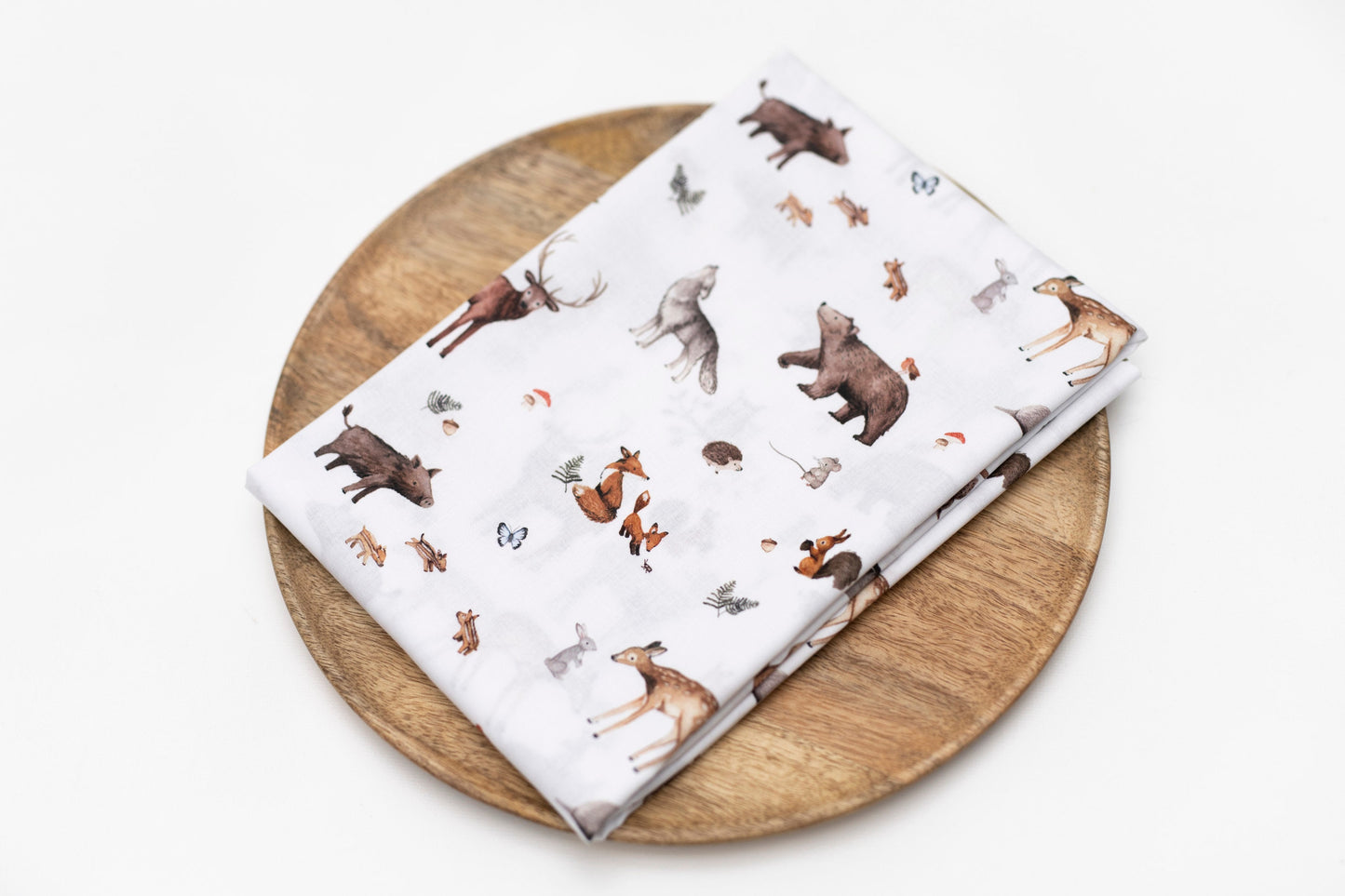 BAUMWOLLE Waldtiere Fuchs Bär Wolf Stoff