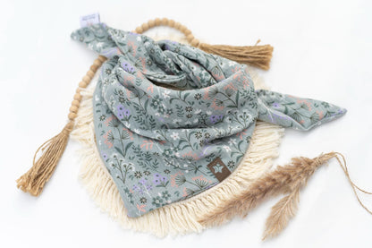 BIO Musselin Dreieckstuch Kinder - mint Flower