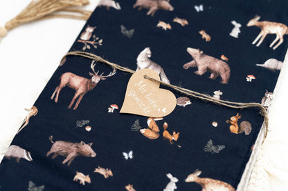 Babydecke Waldtiere - navy