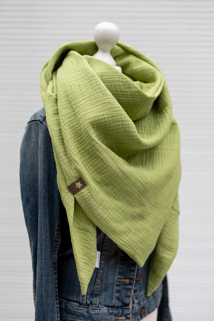 Musselin XXL Tuch Dreieckstuch old lime