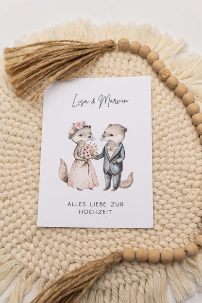 Glückwunschkarte Hochzeit - Otter Paar