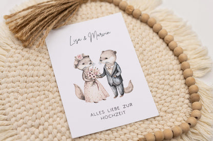 Glückwunschkarte Hochzeit - Otter Paar