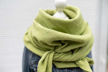 Musselin XXL Tuch Dreieckstuch old lime