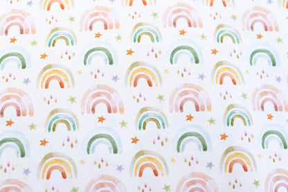 Jersey Stoff - Regenbogen weiß