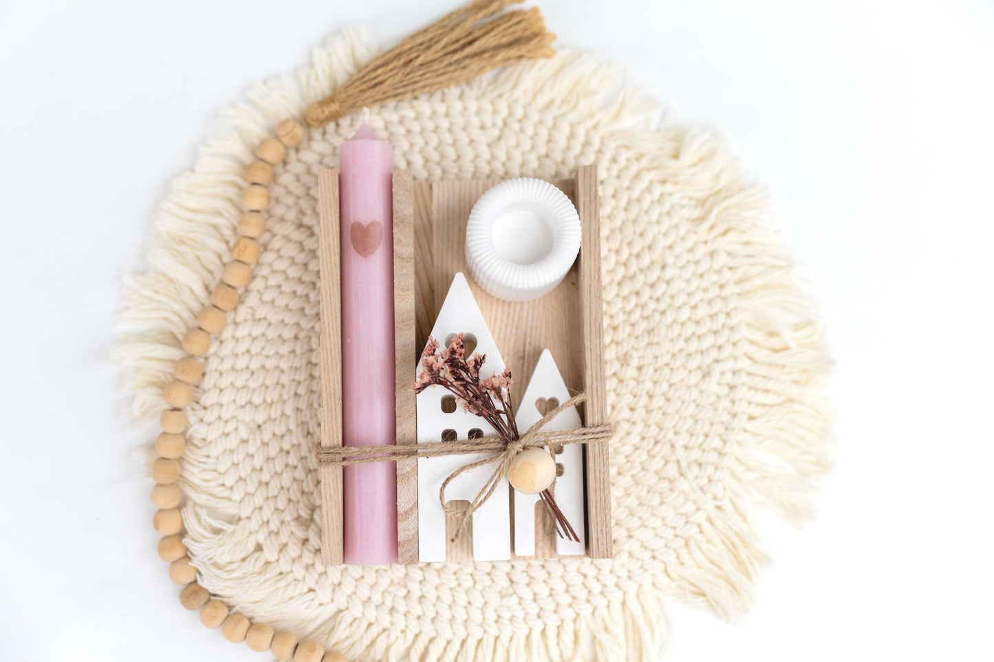 Geschenkset - rosa Kerze & Häuschen