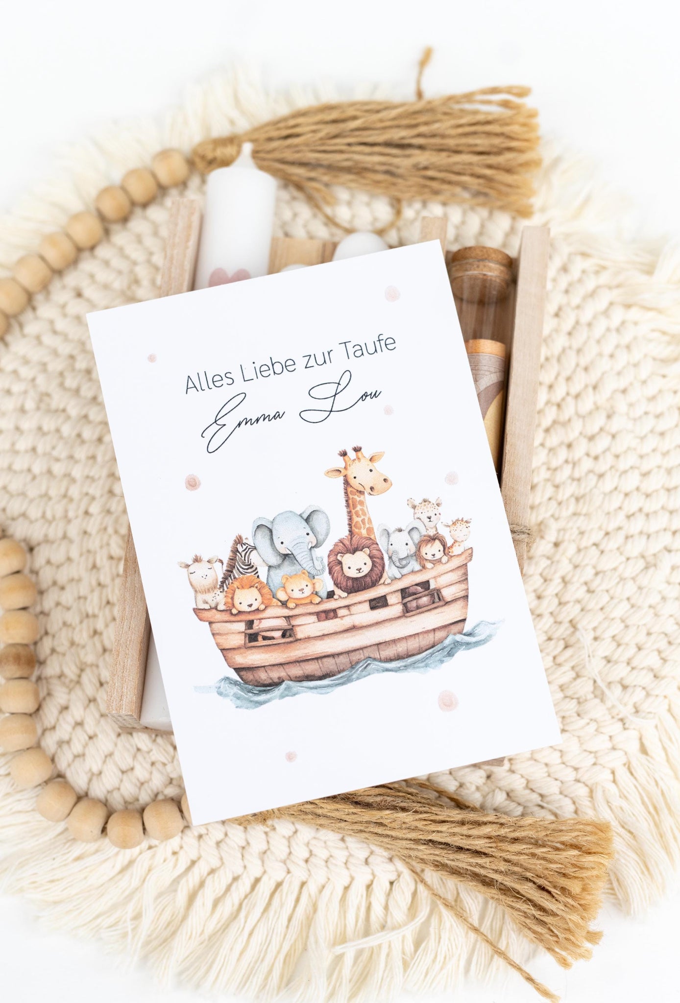 Glückwunschkarte Taufe Arche Noah - Wunschname