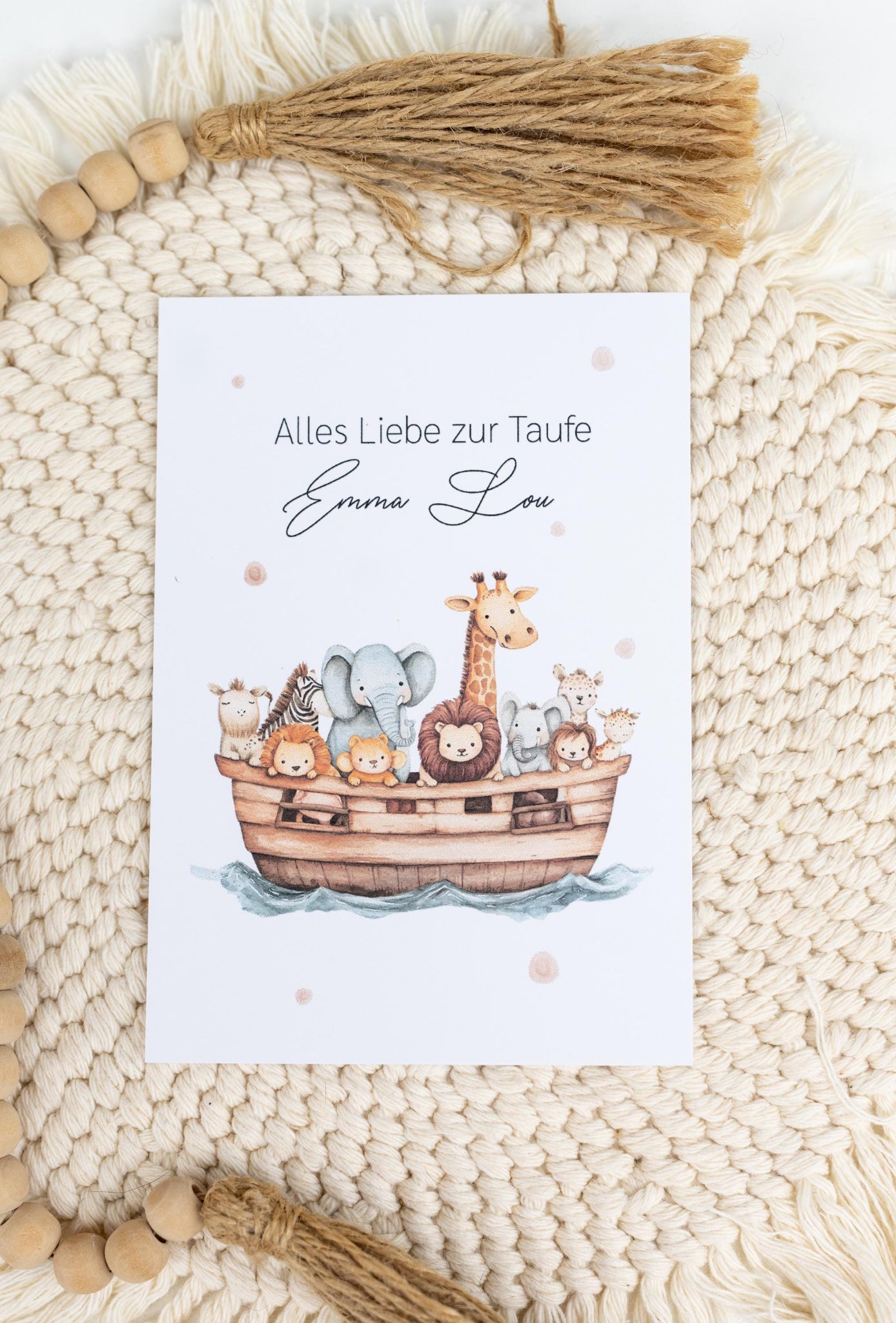Glückwunschkarte Taufe Arche Noah - Wunschname