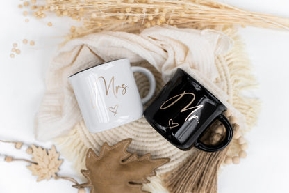 Vintage Tasse Hochzeit Mr. & Mrs. gold