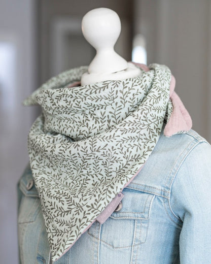 Musselin Dreieckstuch Kinder BIO (GOTS) - Bi Color hell mint / sepia rose