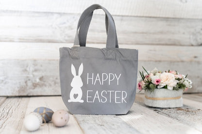 Happy Easter Tasche aus Bio Baumwolle grau