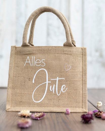 Kleine Jute Tasche "Alles Jute" Tasche Einkaufstasche Geschenk Geburtstag