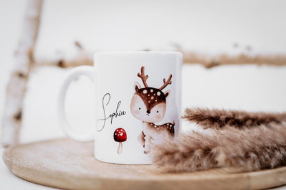 Süße Tasse Waldtiere mit Wunschnamen - 330ml