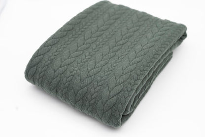 Stoff Jacquard Strickstoff Zopfmuster old green