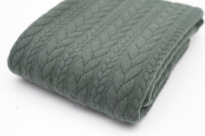 Stoff Jacquard Strickstoff Zopfmuster old green