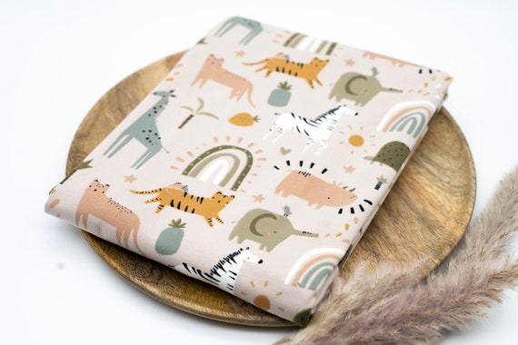 Jersey Safari Tiere Stoff - Poppy Design - beige