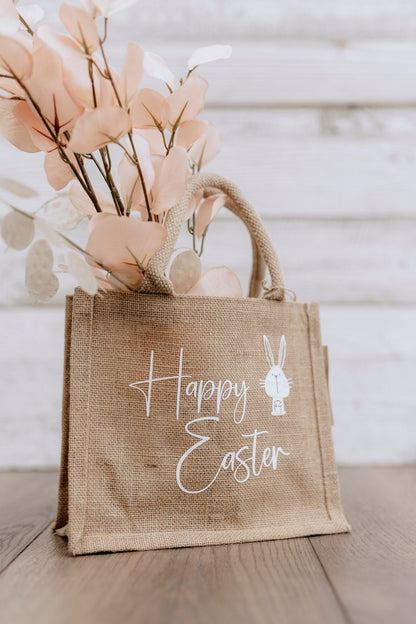 Kleine Jute Tasche " Happy Easter" Ostern Hase