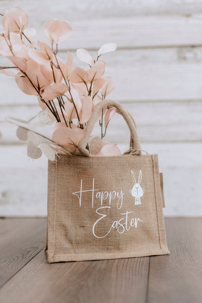 Kleine Jute Tasche " Happy Easter" Ostern Hase