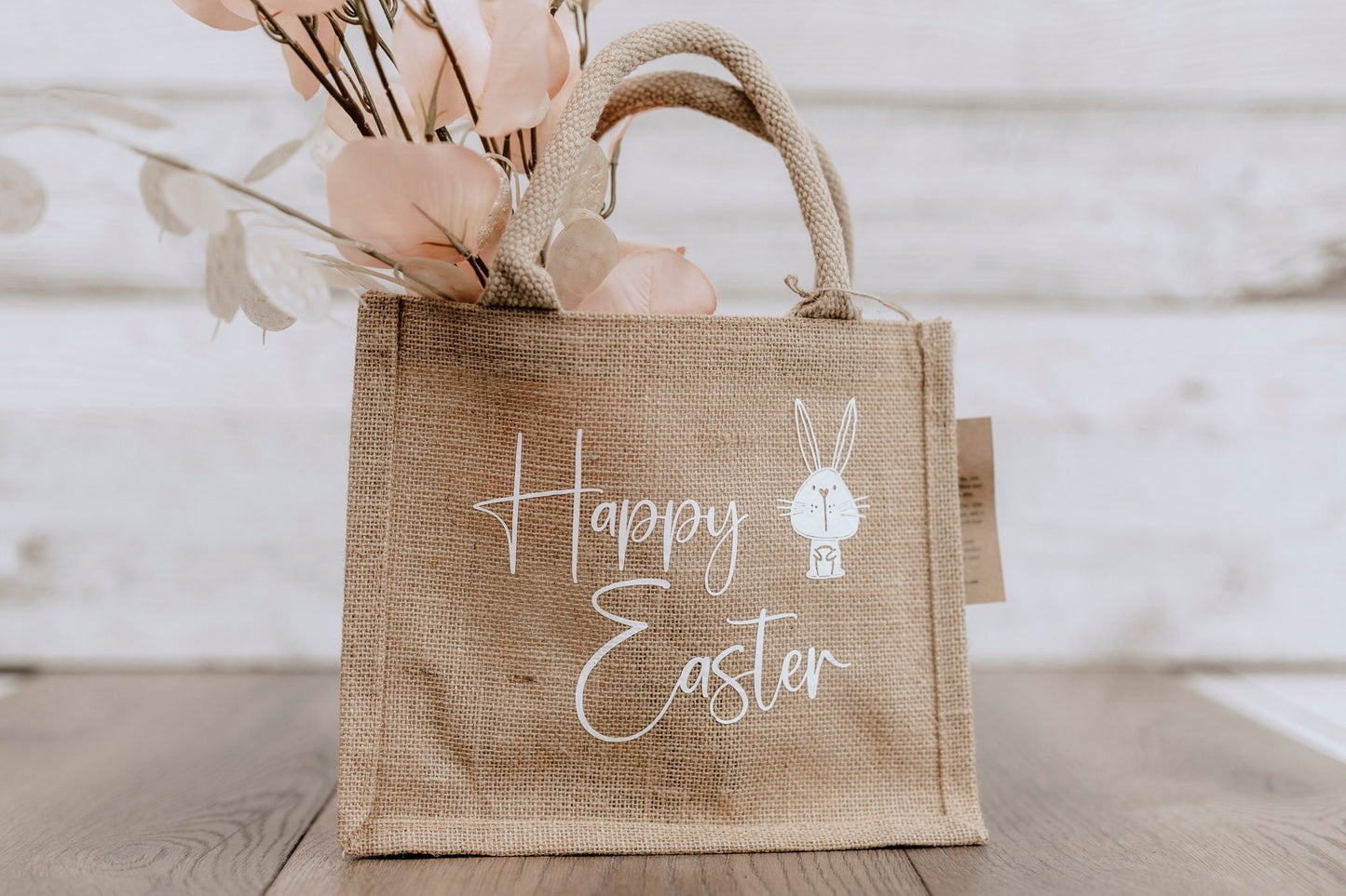 Kleine Jute Tasche " Happy Easter" Ostern Hase