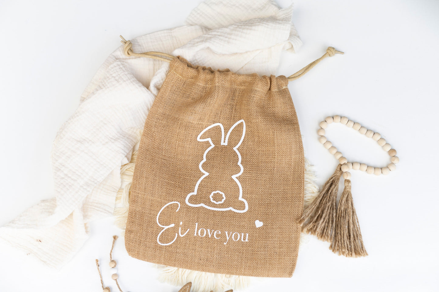 Jute Leinensack Ei love you Ostergeschenk Ostern Hase