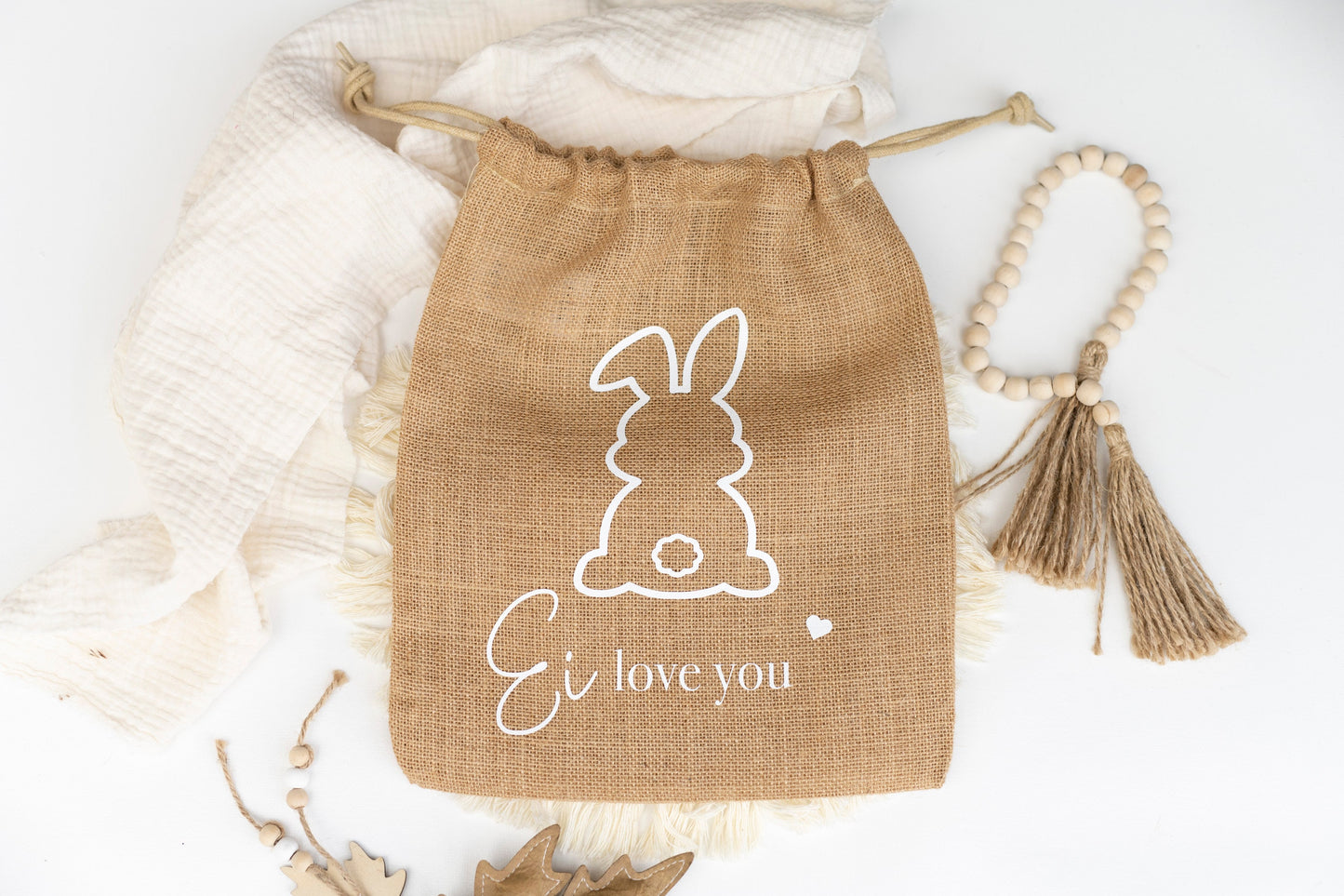 Jute Leinensack Ei love you Ostergeschenk Ostern Hase