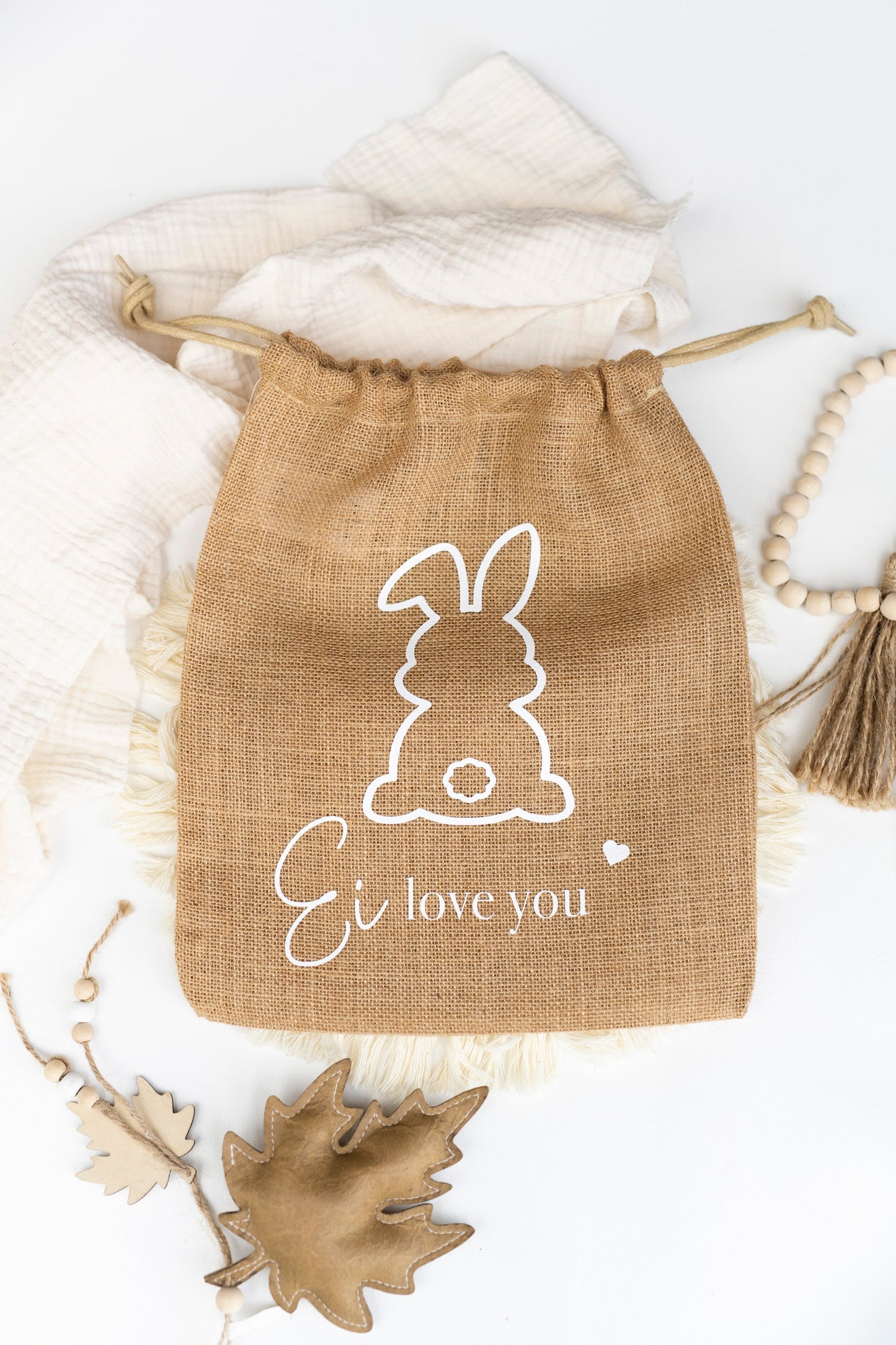 Jute Leinensack Ei love you Ostergeschenk Ostern Hase