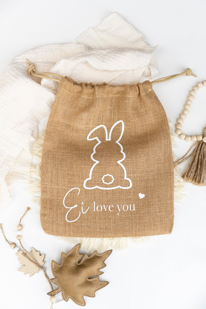 Jute Leinensack Ei love you Ostergeschenk Ostern Hase