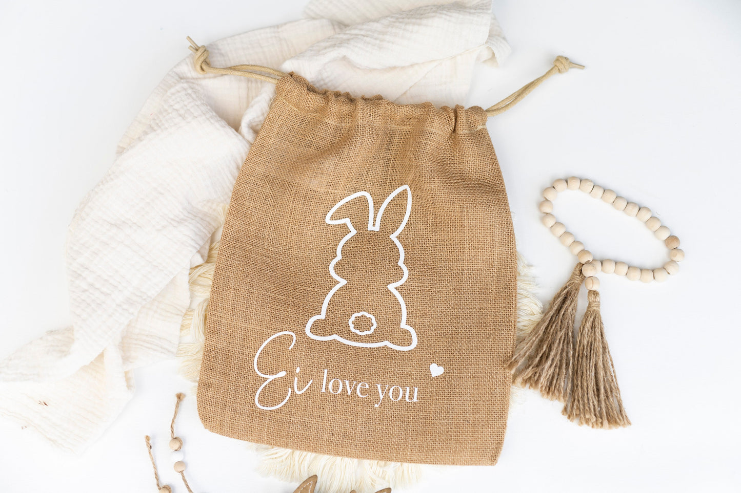 Jute Leinensack Ei love you Ostergeschenk Ostern Hase